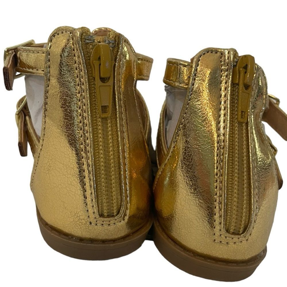 112- GIRLS GLADIATOR SANDALS IN SPARKLING GOLD BY NICOLE MILLER sz 7 - Picture 3 of 6
